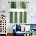 thumbnail image 2 of Forest Green Ombre Stripe Kitchen Curtains Sets for Windows 24 Inch Length, Farmhouse Simple Striped Rod Pocket Window Treatments Tier Curtains and Valances Set for Bedroom/Bathroom, 2 of 8