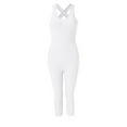 thumbnail image 3 of Workout Leggings for Women Tummy Control Crewneck Sleeveless Printed Jumpsuit Capri Straight Leg Yoga Pants for Women,White,XL, 3 of 4