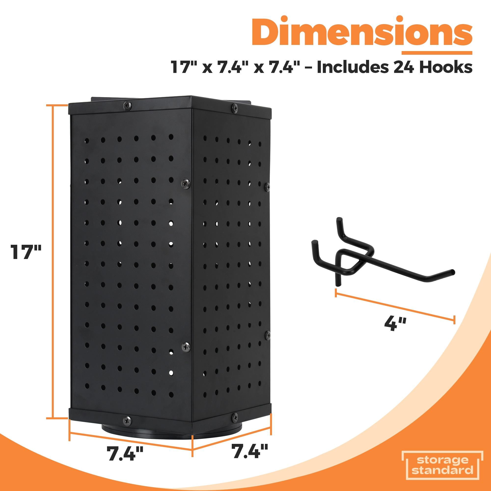 Storage Standard Pegboard Rotating Display Stand with 24 Hooks Metal Retail Display Rack for Jewelry and Crafts 17 inch