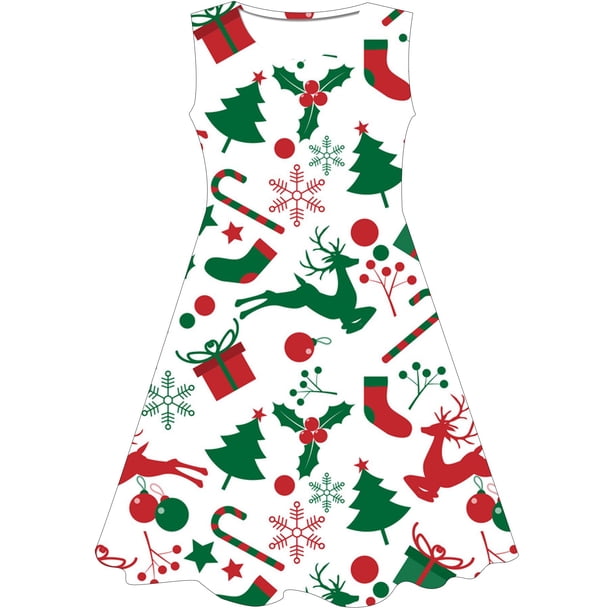 Moda 2022, vestido de Navidad para niñas, vestido de verano, vestido de dibujos animados, vestido de princesa, ropa de Papá Noel para niñas de 1 a 10 años, 12M Gao Jinjia LED