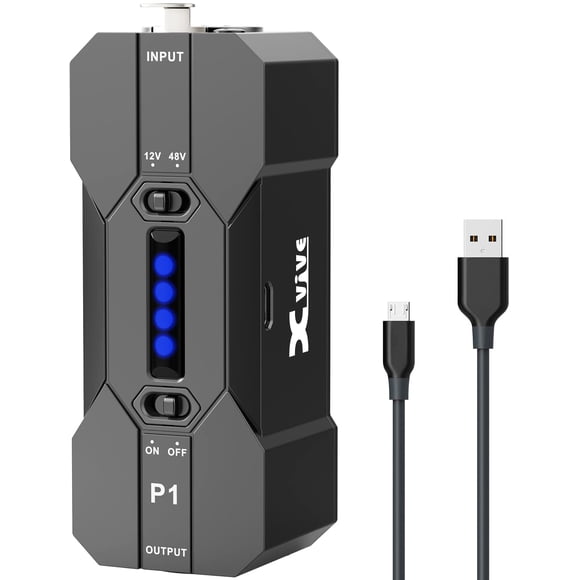 Xvive P1 48V/12V Portable Phantom Power Supply with Rechargeable Battery for XLR Condenser Microphone