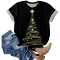 thumbnail image 4 of larppty Christmas T Shirt for Women Christmas Short Sleeve Xmas Graphic Print T Shirt Vacation Outfits (Gold, XL), 4 of 7