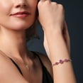 thumbnail image 4 of Gem Stone King 925 Silver & 10K Yellow Gold Pink Mystic Topaz & Lab Grown Diamond Bracelet for Women | 5.91 Cttw | Gemstone November Birthstone | Oval 10X8MM and 8X6MM | Fully Adjustable 9 inch, 4 of 5
