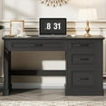 thumbnail image 7 of Farmhouse 47" Executive Desk, Computer Desk with Drawers and File Drawer, Workstation Computer Desk with Charging Station for Home Office, Study,Pure Black., 7 of 7