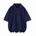 thumbnail image 5 of Afuyipoi Men's Polo Shirt,Short Sleeve Large Size Fashionable Loose Lapel Tees Navy 5XL, 5 of 6