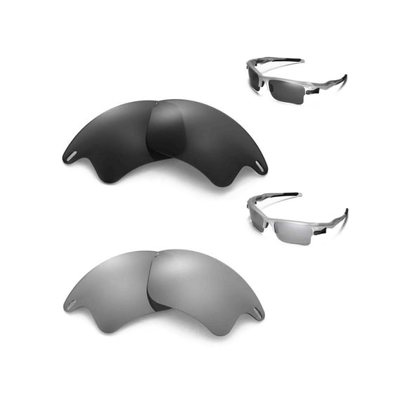 Walleva Polarized Titanium   Black Replacement Lenses For Oakley Fast Jacket XL Sunglasses