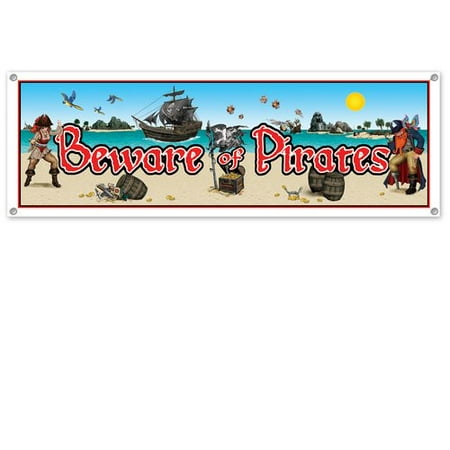UPC 034689504771 product image for The Beistle Company Beware of Pirates Sign Banner Wall D cor | upcitemdb.com