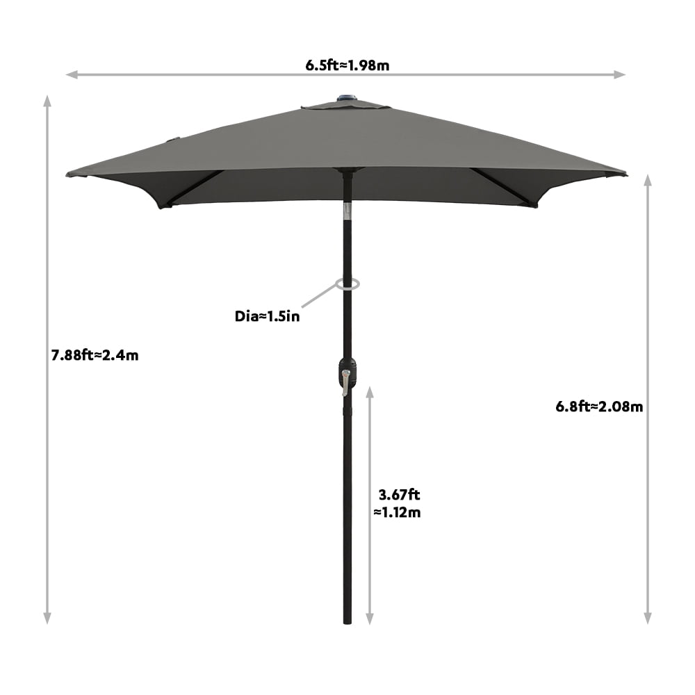 Ultrashades 6.5 ft Square Outdoor Patio Market Umbrella with Push Button Tilt and Crank Handle, Dark Grey