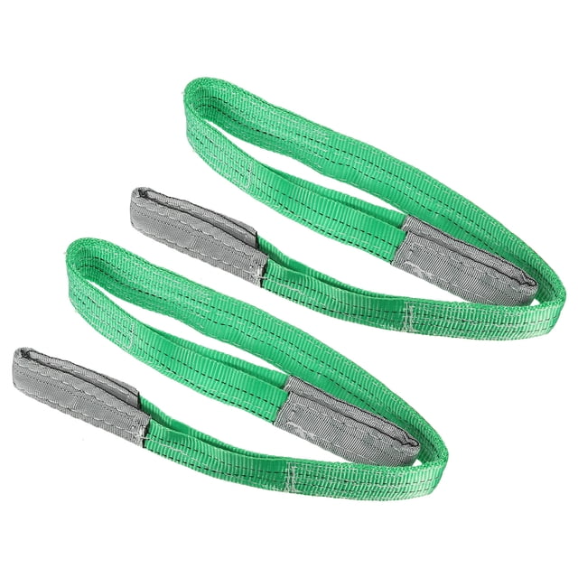 Uxcell 2" x 4 FT Lift Strap 2 Ply 4409lbs Capacity Webbing Lifting Moving Straps for Rigging Hoisting, 2 Pack Green