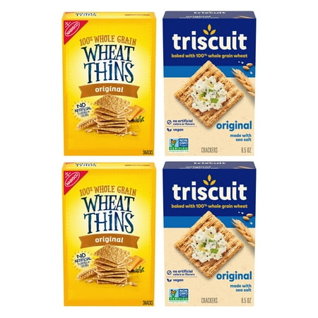 Triscuit Original Vegan Crackers and Wheat Thins Original Crackers Variety Pack 4 Boxes