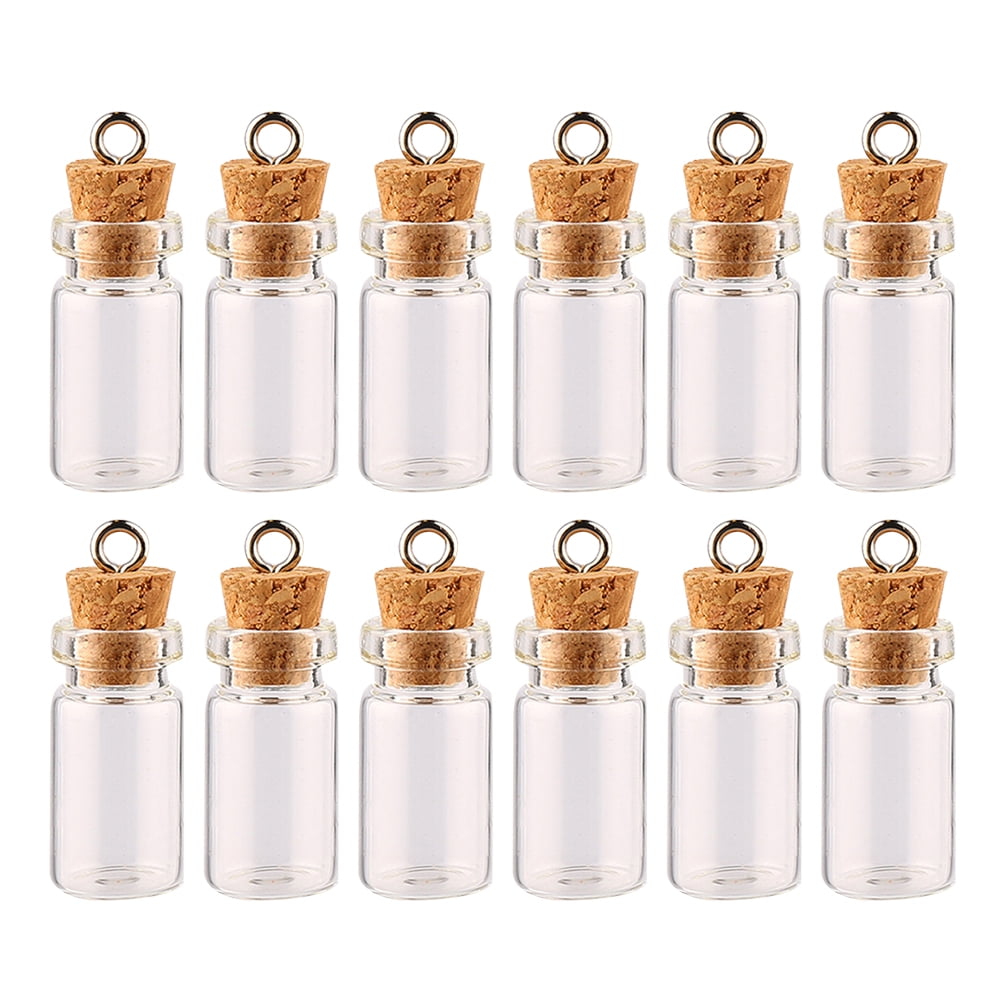Qixivcom 60 Pieces 1ml Mini Small Clear Glass Bottles Vials Tiny Jar with Plastic Stopper Miniature Bottle Message Bottle Gift DIY Decoration Wishing