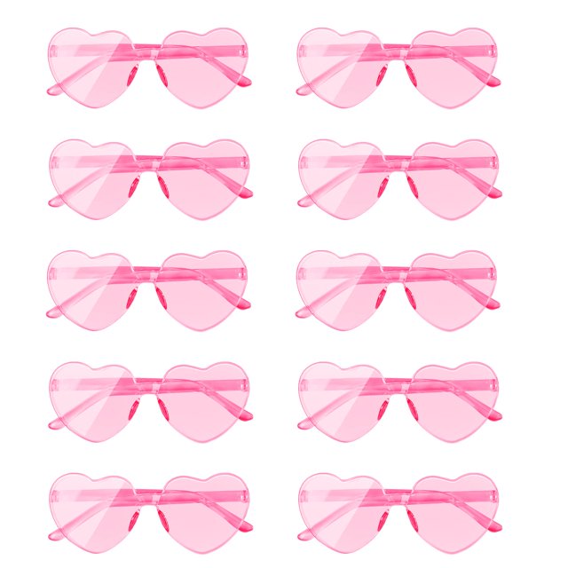 Gafas de sol AEAHALY Pink Heart sin montura para mujeres y niños x10