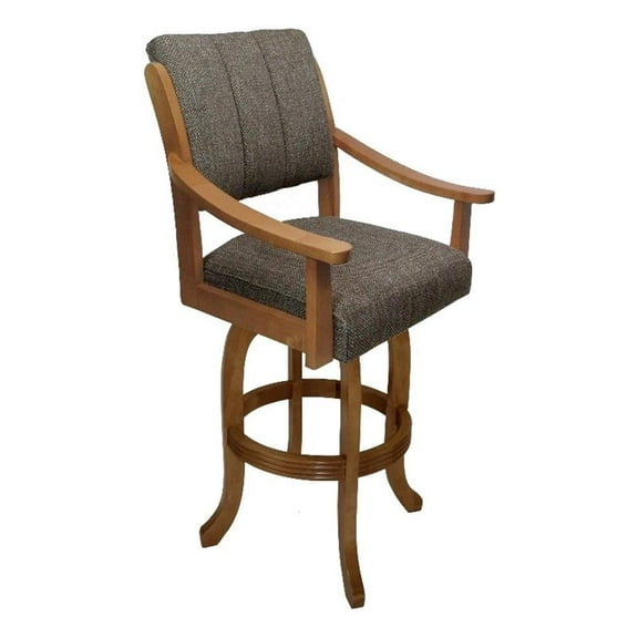 Casa Melina30"SolidWoodBarStool-PlumleyCocoaBrownFabric on Honey-Brown WoodFrame