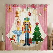 Homewish Cute Christmas Nutcracker Black Out Curtains, Cartoon Ballet Princess Curtains Pack of 2 (42x63 Each), Teens Kids Boys Girls Bedroom Curtains, Living Room Curtains Decor