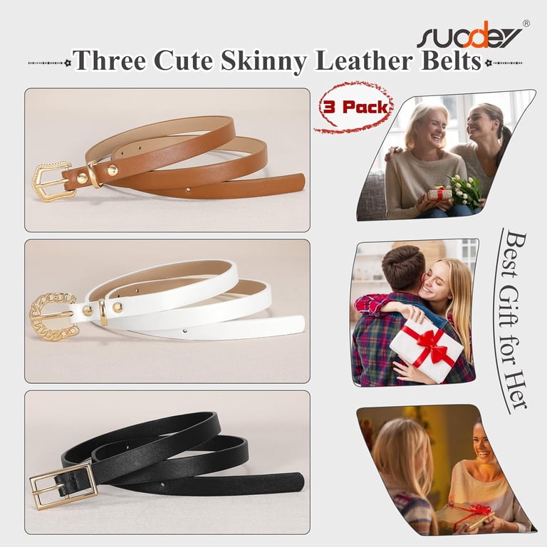 3659 3 Pack Skinny Leather Belts For Women Trendy Ladies Jeans JASGOOD 3 Pack Skinny Belts for Women Trendy Leather Belt  main image 3