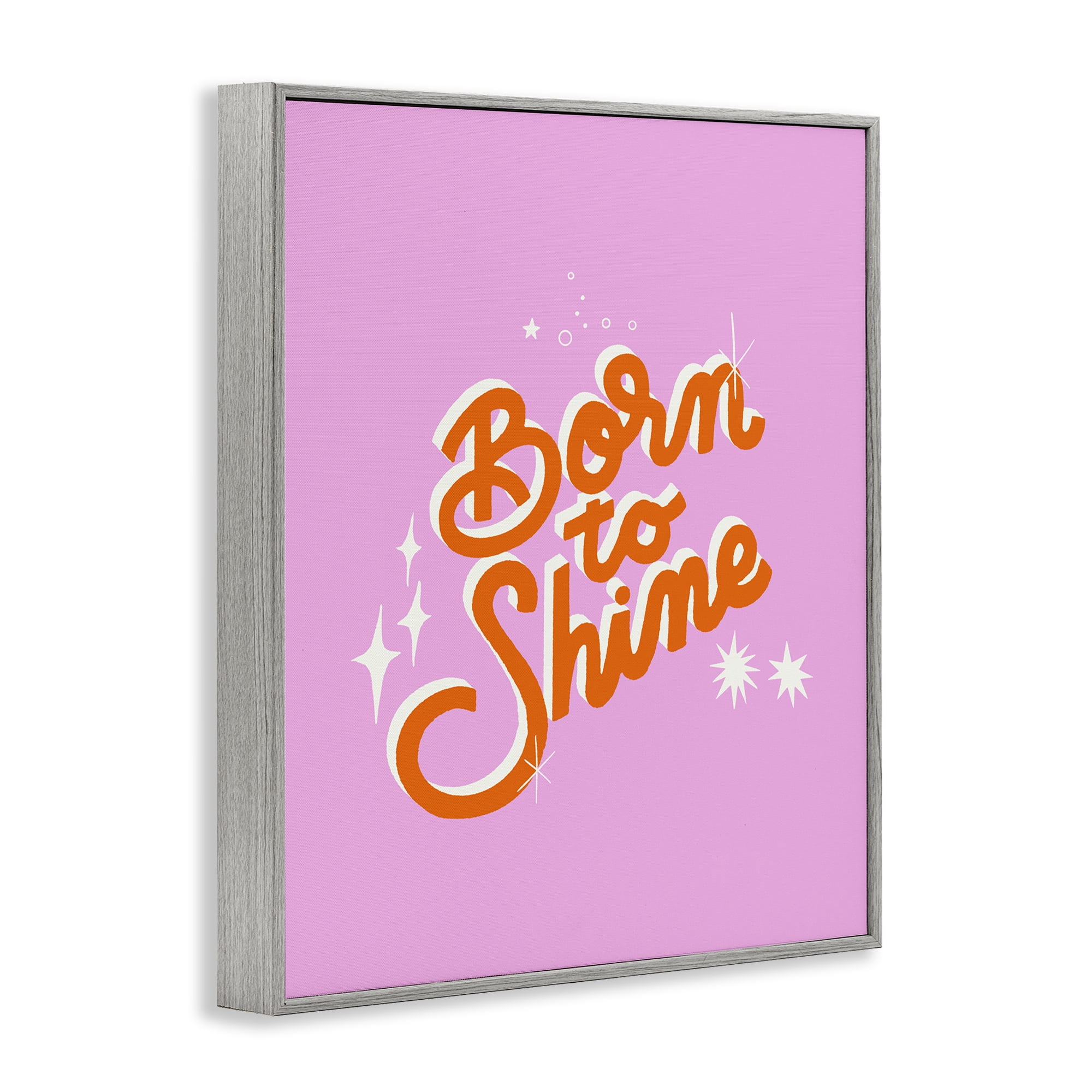 Stupell Industries Born To Shine on Pink Gray Framed Giclee Art, design by Indira Prieto | IndySign