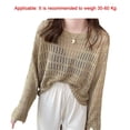 thumbnail image 2 of Fashion Round Neck Hollow-out Thin Knitwear Tops Fishnet Pullover Knit Hollow-out Blouses COLOR 2, 2 of 8