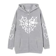 thumbnail image 4 of LowProfile Sweatshirt Hoodies for Women Plus Size Long Sleeve Casual Tops Heart Print Gothic Style Hoodlies Zipper Thermal With Pocket Coat Winter Fall Sweatshirts Grey 3XL, 4 of 4