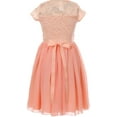 thumbnail image 2 of Little Girls Lovely Floral Lace Chiffon Sparkling Rhinestone Flowers Girls Dresses Peach 2 (J20KS53), 2 of 3