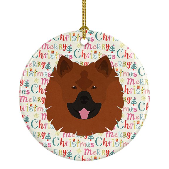 Eurasier Merry Christmas Ceramic Ornament 2.8 in x 2.8 in