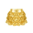 thumbnail image 2 of iiniim Kids Girls Sequin Skirt Elastic Waist 3-Layers Ruffle Dance Skorts Party Scooter Skirt Size 4-16 Gold 8, 2 of 7