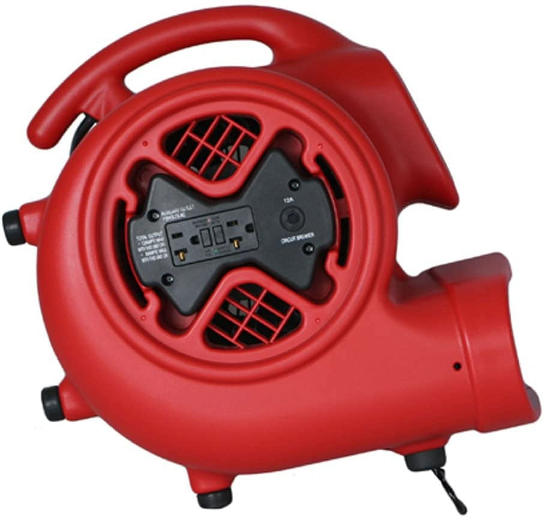 Dryser Air Mover Carpet Dryer 3 Speed 1/3 HP Industrial Floor Fan with 2  GFCI Outlets - Gray Stackable Carpet Drying Fan Blower