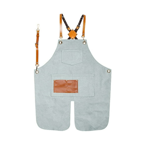 Jesscasday Fashion Canvas Kitchen Apron Adjustable Shoulder Strap with Pockets Cooking Bib for Woman Men Chef Work Aprons Grill Restaurant Bar Shop Cafes Beauty Nails Studios Uniform