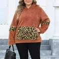 thumbnail image 6 of Oversized Fuzzy Hoodies for Women Leopard Sherpa Pullover Hooded Sweatshirts Plus Size Pockets Top with Hood (Brown 5XL), 6 of 6