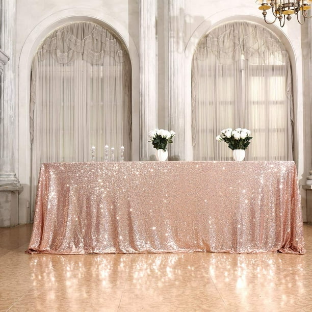 Juya Delight 60 X 120 Rose Gold Rectangle Sequin Tablecloth For Party Dinner Banquet Festival Wedding Anniversary Exhibition Dessert Table Com Juya Delight 60 X 120 Rose Gold, What Size Chandelier Over Rectangular Tablecloth