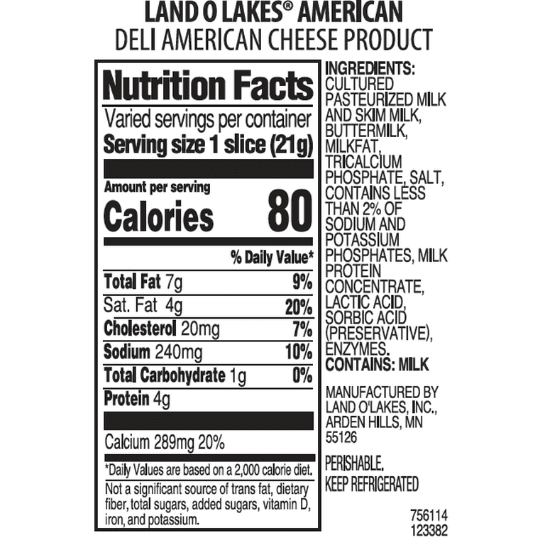 Land O Lakes White American Cheese, Sliced (Fresh, Plastic Bag)