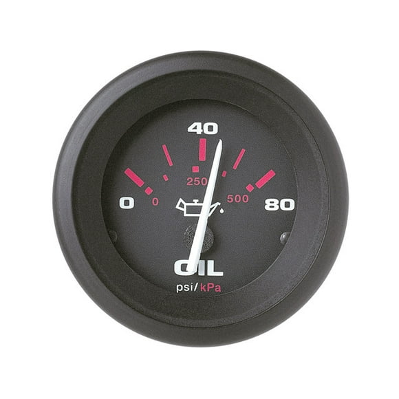 Sierra Marine Gauge Oil Pressure 57903P Amega Series; 2 Inch; Short Electrical Sweep; Analog; 0-80 PSI; Without Programmable Warning Indicator; Black Face/Black Bezel/White Pointer Needle
