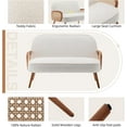 thumbnail image 3 of WENTMENT Loveseat Sofa Small Couch for Living Room Teddy Love Seat with Natural Rattan Armrest and Solid Wooden Legs Small Sofa for Small Space, Bedroom, Apartment（White）, 3 of 6