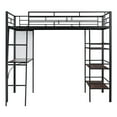thumbnail image 6 of Kacho Loft Bed, Twin Size Loft Metal Bed with 3 Layers of Shelves and Desk, Stylish Metal Frame Bed with Whiteboard, Space Saving, Noise Free, No Box Spring Needed, Black, 6 of 12