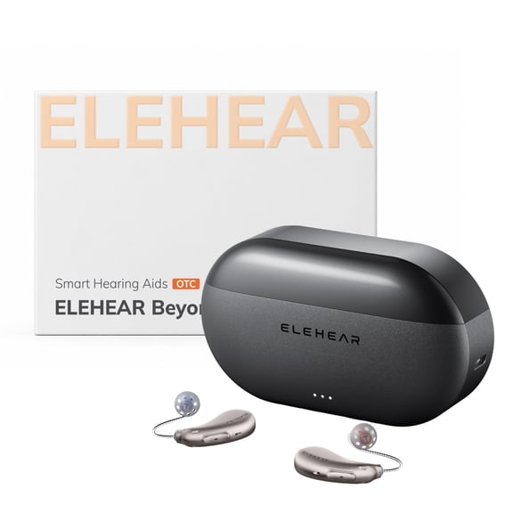 ELEHEAR Beyond Pro OTC Hearing Aids for Adults and Seniors, Hi-Fi Music Mode, AI Noise Reduction, Bluetooth, Champagne Gold, 1 Pair