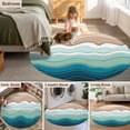 thumbnail image 5 of Round Rugs 5Ft, Teal Blue Ombre Stripe Round Area Rug Washable Indoor Throw Carpet, Abstract Summer Beach Coastal Soft Non Slip Circle Rug for Cabinet Bathroom Home Decor Aesthetic, 5 of 8