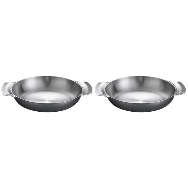 2pcs Stainless Steel Pot Double Handle Pan Multi-function Paella Pan Korean Style Pot Kitchen Cooking Pan