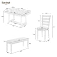 thumbnail image 4 of 6 Piece Dining Table Set, Dining Room Set with Bench and 4 Cushioned Chairs, Wood Dining Table Set, Farmhouse Dining Set for 6, Atumon Dining Table Set Furniture for Kitchen Dining Room, Natural, 4 of 10