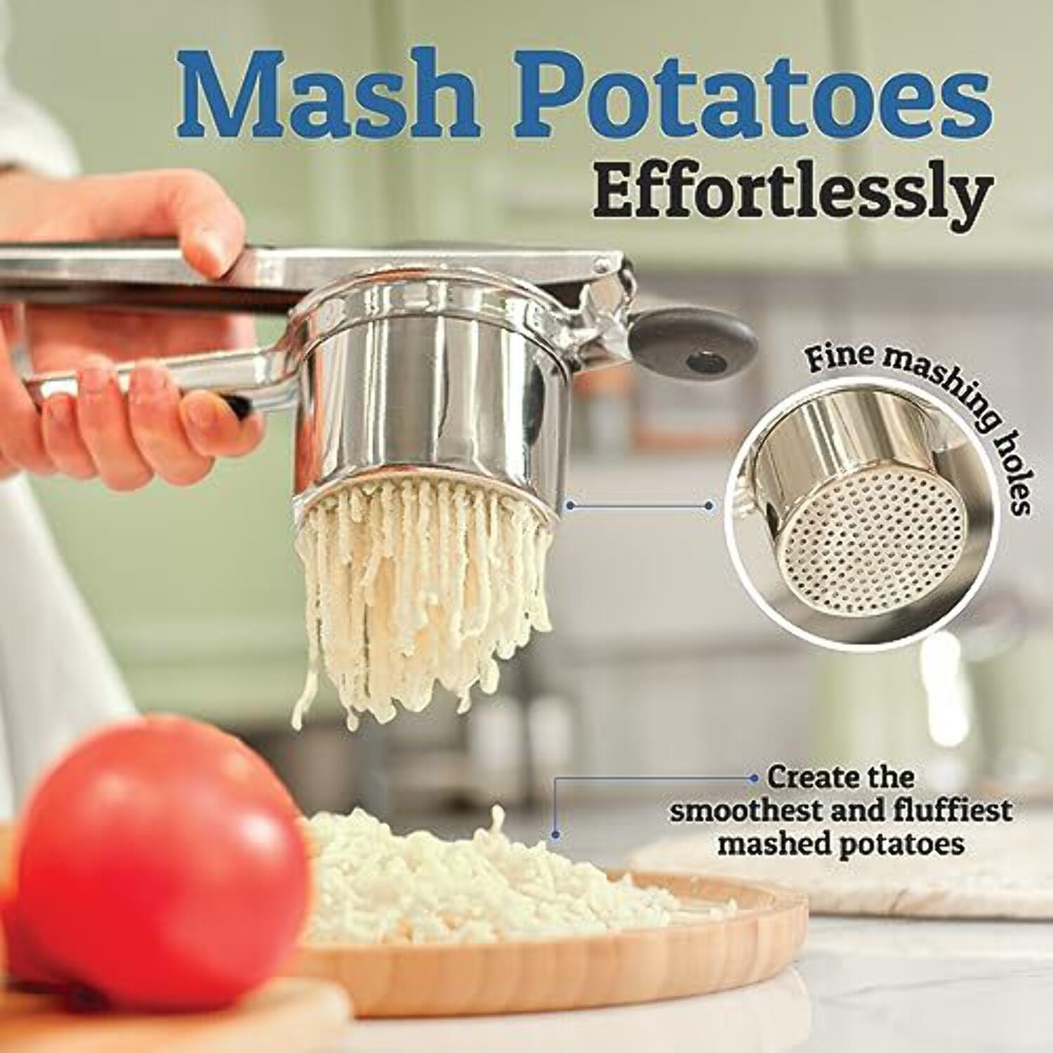  Bellemain Potato Ricer 15 oz with 3 Interchangeable Discs, Mash Potato Masher Stainless Steel, Sweet Potato Masher Kitchen Tool