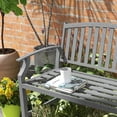 thumbnail image 5 of Barara King Outdoor Bench, Patio Benches for Outdoors,46" Outdoor Garden Bench, Metal Bench, Wood Look Slatted Frame Furniture, Gray, 5 of 11