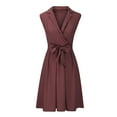 thumbnail image 1 of Robes pour Femmes 2024 Été Surdimensionnée Décontractée Couleur Unie Col en V Sans Manches Robe d'Été Robe Débardeur Rabais de 50 % Liquidation!, 1 of 4