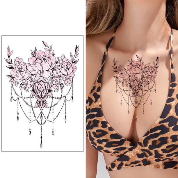 Cuadros Decorativos 6 uds tatuaje de temperatura para adultos pegatina extraíble para el pecho versátil realista para mujeres y hombres Wdftyju embutido en tela