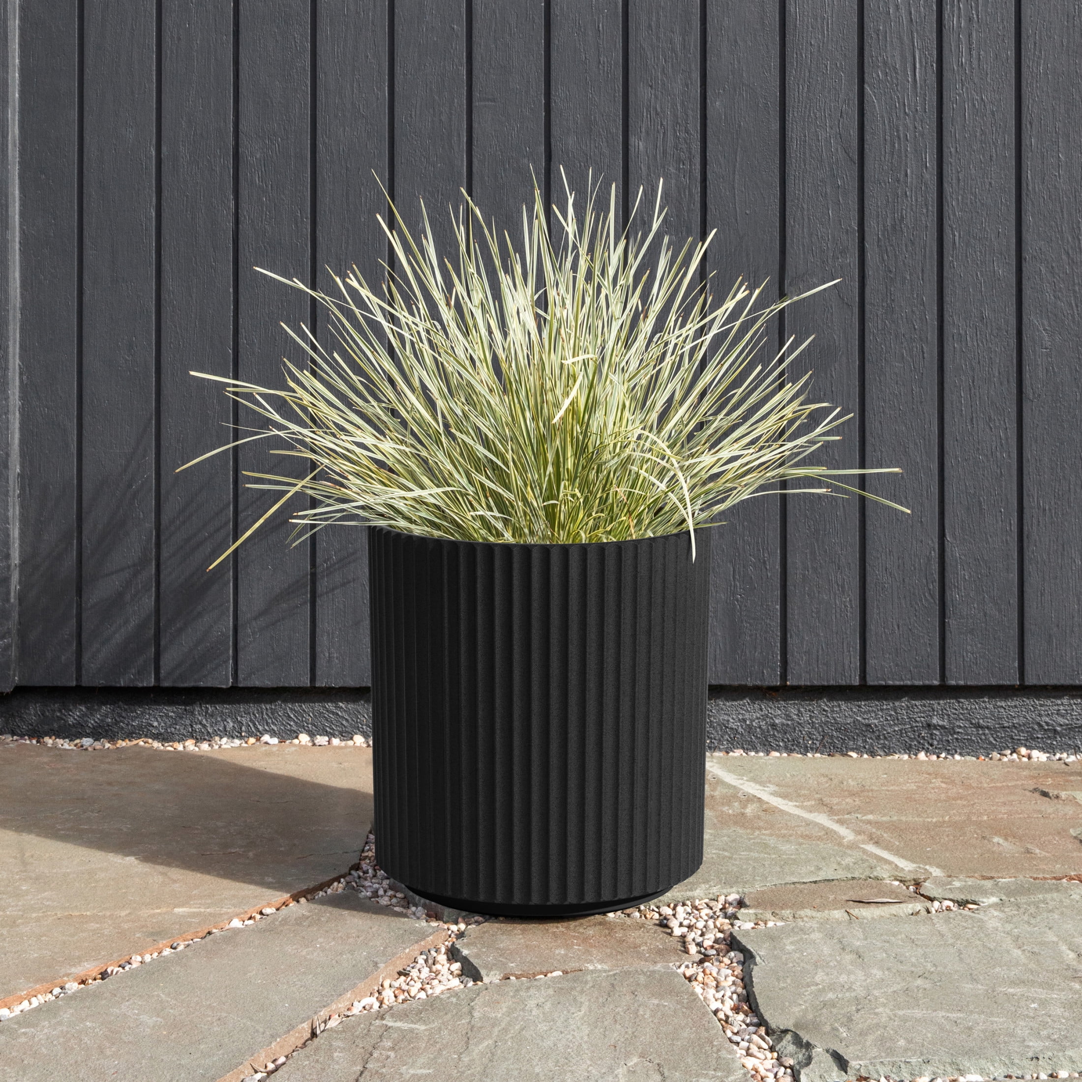 Veradek Demi Series  16" Plastic-Stone Planter - Black