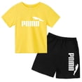 thumbnail image 3 of Conjunto de 2 piezas de camiseta y pantalones cortos con letras de marca de moda de verano para niños y niñas de 3 a 13 años, top informal de manga corta, conjunto deportivo Sunshine, 3 of 5