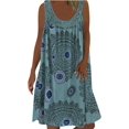 thumbnail image 3 of Vestido de playa de verano para mujer 2024 vintage estampado floral sin mangas cuello redondo vestidos sueltos plisados vestido de playa fluido, 3 of 5