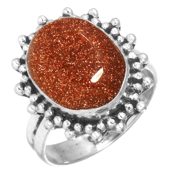 925 Sterling Silver Ring Gold Stone Women Jewelry