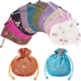 thumbnail image 1 of 12 bolsas de seda con cordón para joyería, de 4,7 x 5,5 pulgadas, con brocado bordado con flores, bolsas de seda chinas para joyería, bolsas para envolver regalos, bolsos., 1 of 7