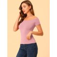 thumbnail image 2 of INSPIRE CHIC Hauts pour Femmes à Épaules Dénudées Manches Courtes Blouse Courte, 2 of 6