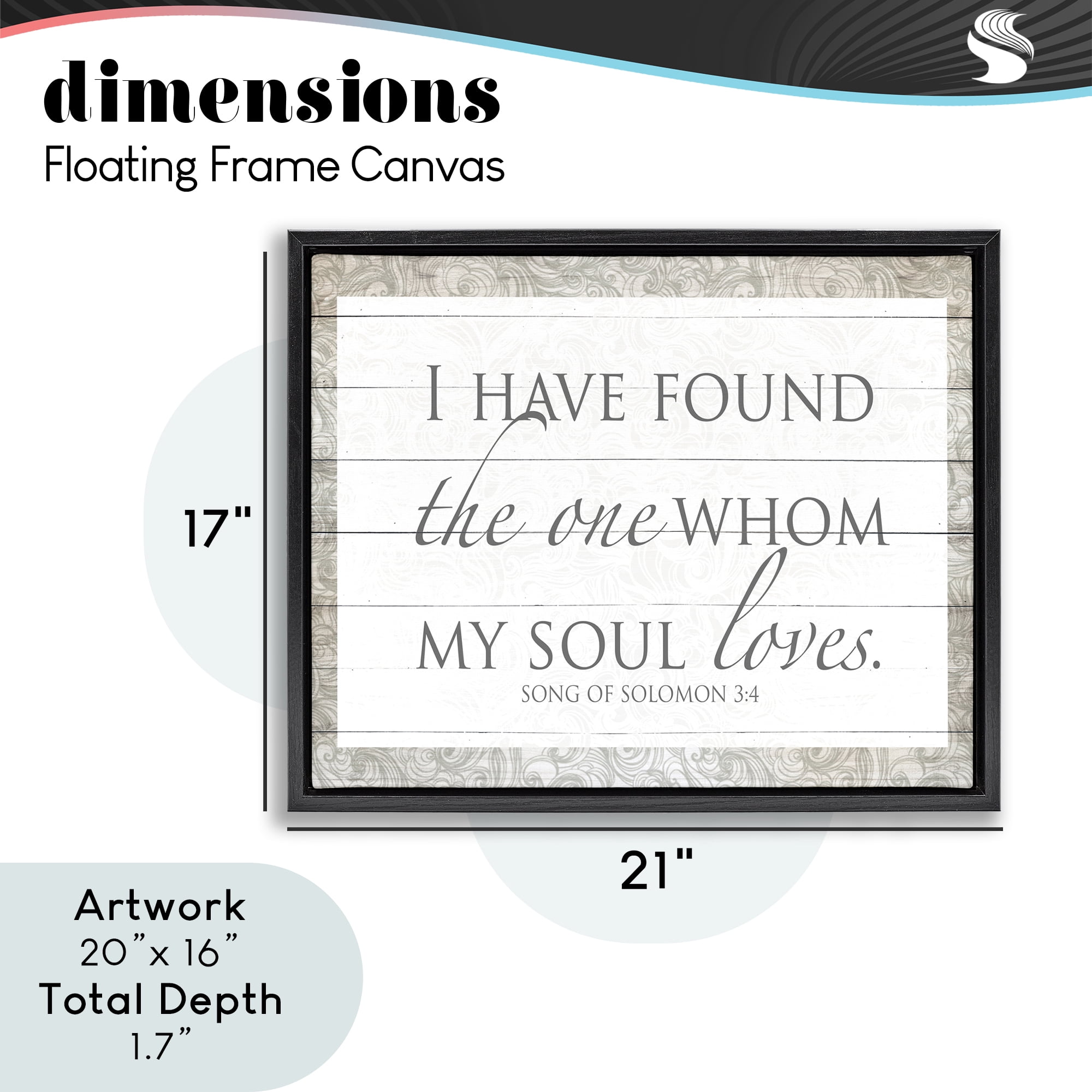 Stupell Industries The One Whom My Soul Loves Black Framed Floater Canvas Wall Art, design by SD Graphics Studio