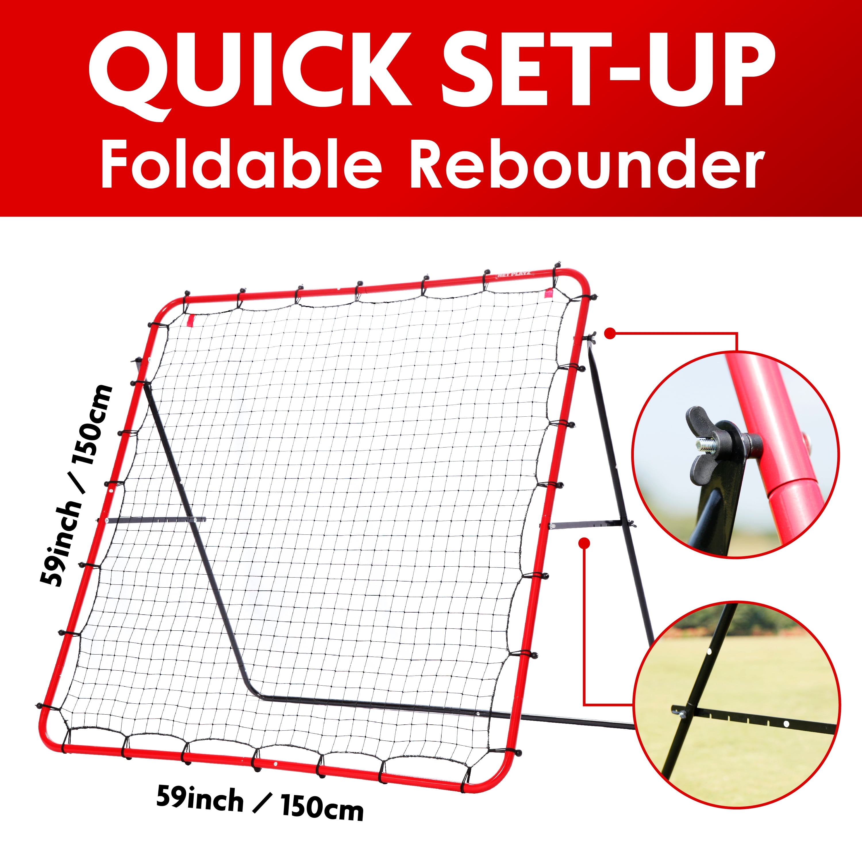 Net Playz Soccer Rebounder Training Net, 5x5ft Kick-Back Practice