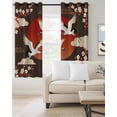 thumbnail image 2 of Japanese Style Blackout Curtains for Bedroom/Living Room, Thermal Insulated Kitchen Curtains, Modern Cranes Cherry Flower Wave Brown Grommet Darkening Window Treatment Drapes 52"x72"x2, 2 of 8